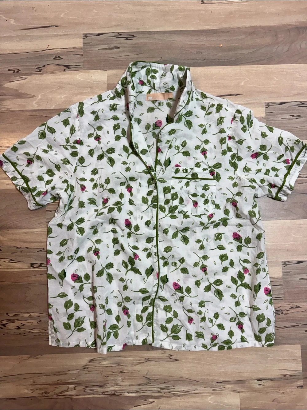 LA CERA White Floral Cotton Pajama Set 100% cotton